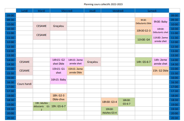planning cours collectifs