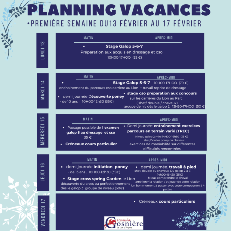 planning 1ere semaine