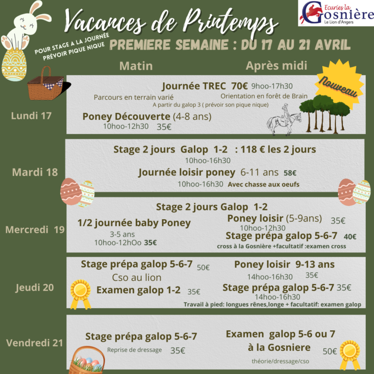 programme vacances avril 1ere semaine